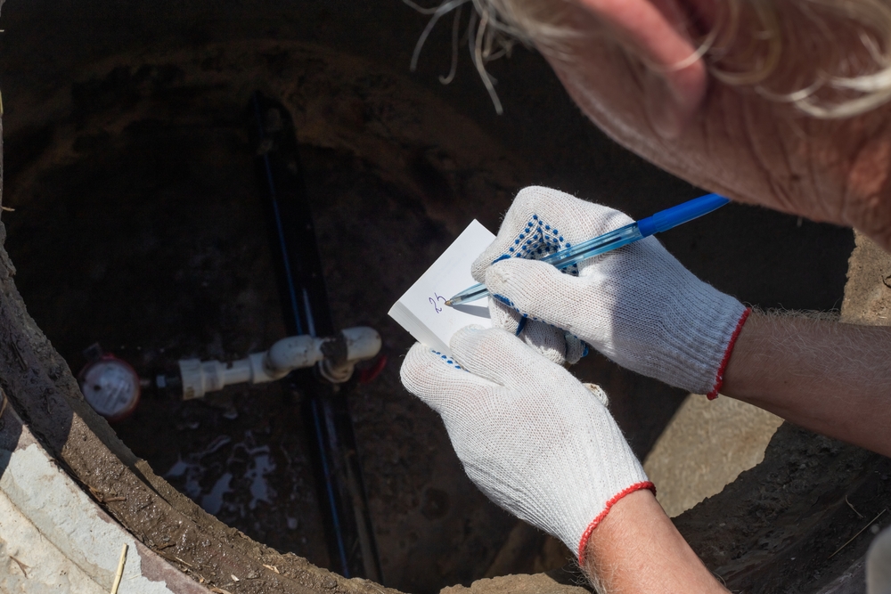 A,Man,Records,The,Readings,Of,The,Water,Meter,,Leaning